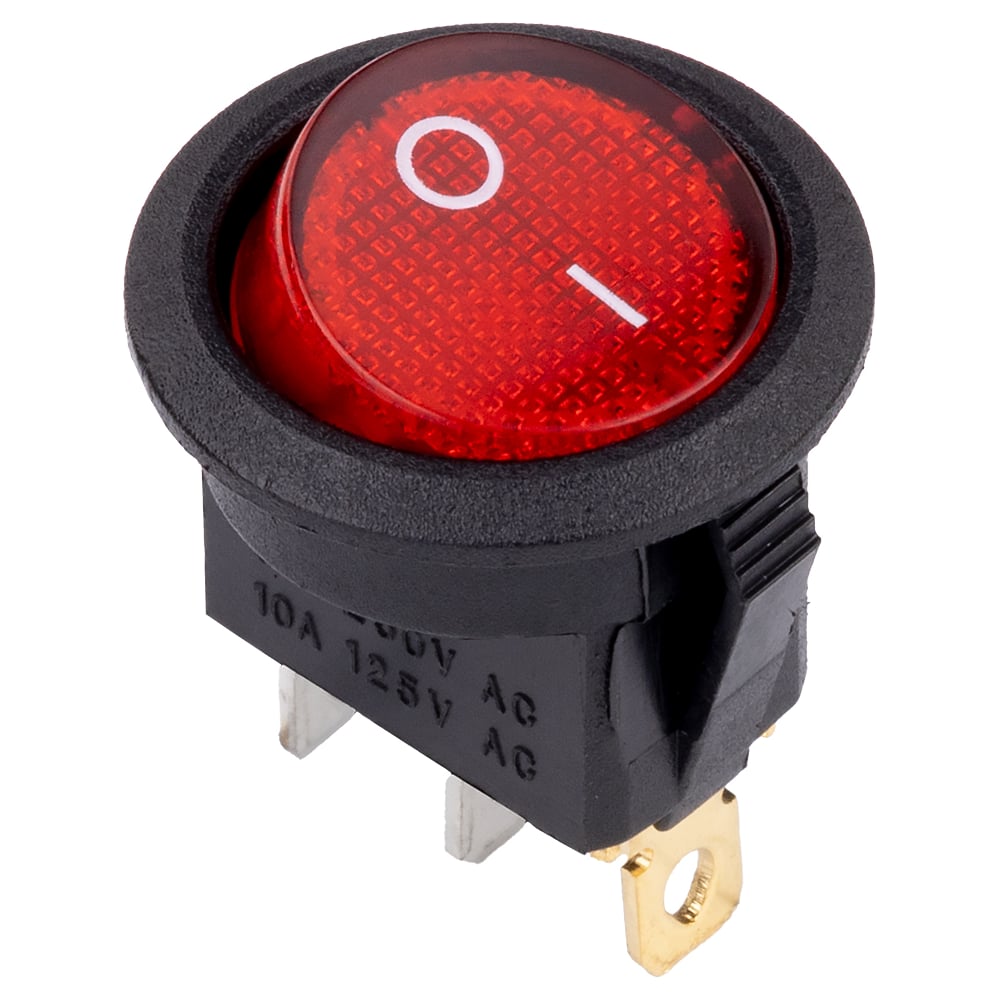 Изображение товара Выключатель клавишный SMARTBUY круглый 250В 6А (3с) ON-OFF красный с подсветкой SBE-06-S30r