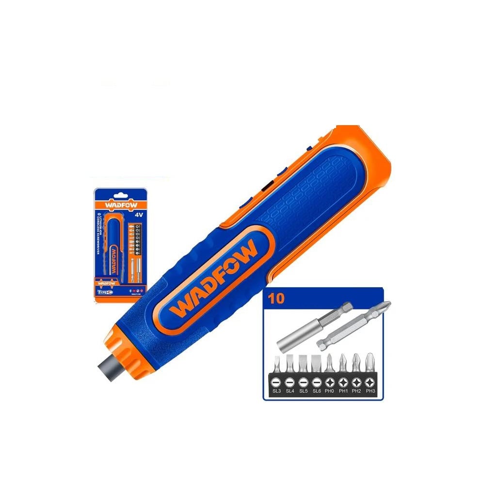 Изображение товара Аккумуляторная отвертка WADFOW 4В с подсветкой и битами