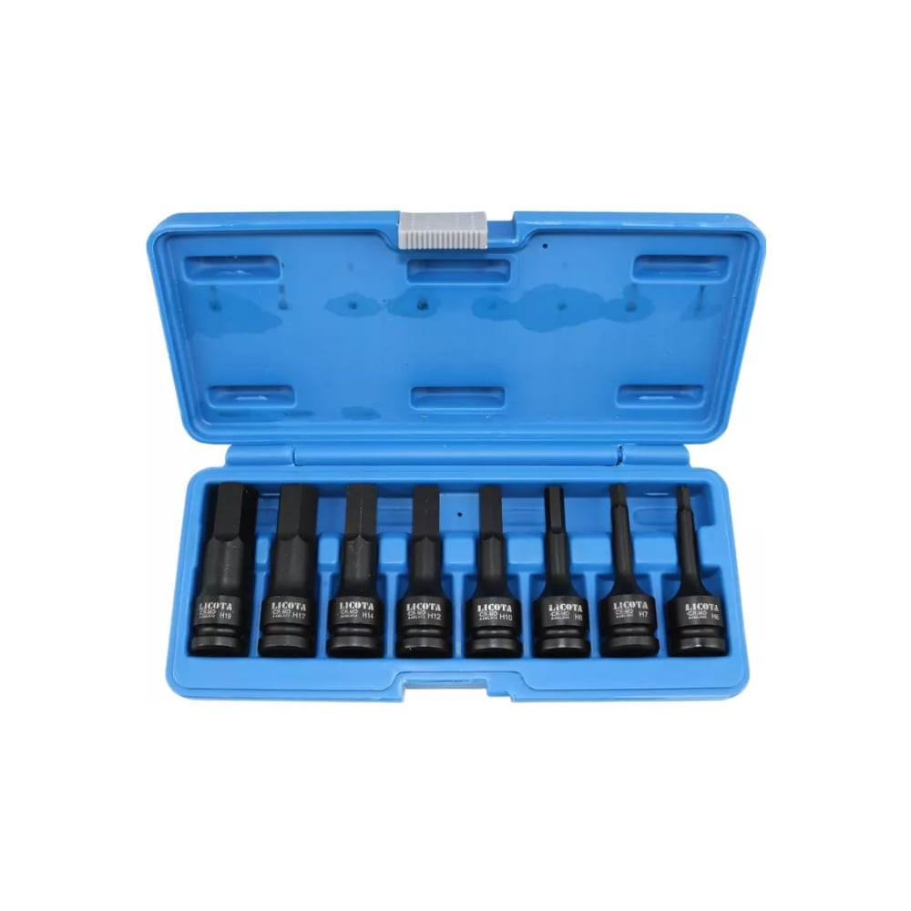 Изображение товара Набор ударных шестигранников Licota 8 шт. 6-19 мм, кейс