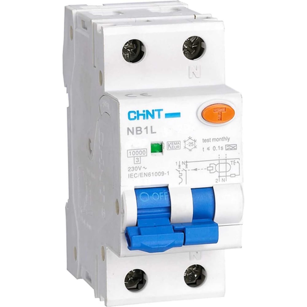 Автоматический выключатель дифференциального тока (АВДТ) CHINT NB1L 1P+N B16 300мА тип AС 10кА, электромеханический (R) (уп. 6 шт.) 203131