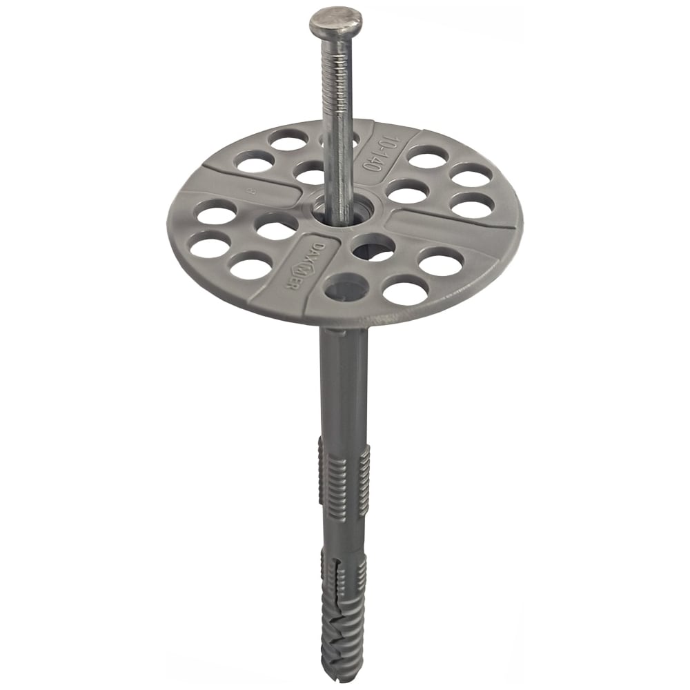 Изображение товара Дюбель гриб для теплоизоляции Daxmer 140 мм 10 мм металлический гвоздь