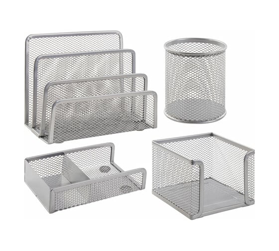 Изображение товара Настольный набор BRAUBERG Germanium из металла, 4 предмета, серебристый 231965