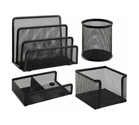 Изображение товара Настольный набор BRAUBERG Germanium из металла, 4 предмета, черный 231964