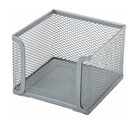 Изображение товара Металлическая подставка для бумажного блока BRAUBERG Germanium 78x105x105 мм, серебристая 231945