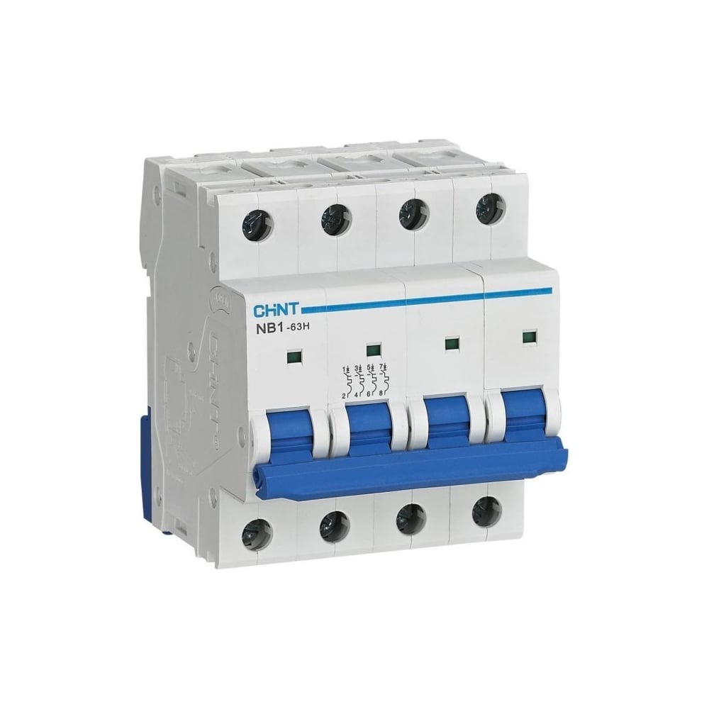 Изображение товара Модульный автоматический выключатель CHINT NB1-63H 1А 4 полюса IP20