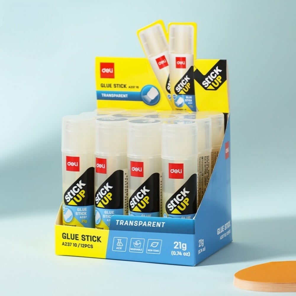 Изображение товара Клей-карандаш DELI Stick UP  20гр корп. желтый прозрачный клей дисплей картонный (12 шт) EA23710