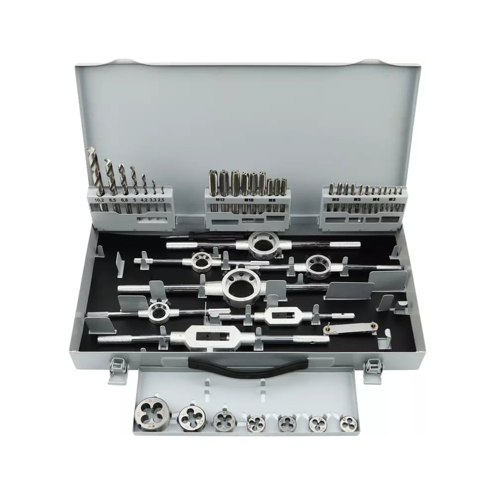 Изображение товара Профессиональный набор метчиков и плашек HSS GARWIN DIN352 44 шт