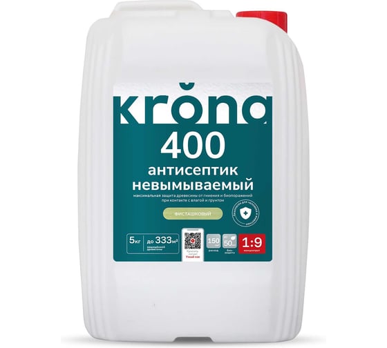 Изображение товара Невымываемый антисептик для защиты древесины 400 концентрат 5 кг KRONA 66320148