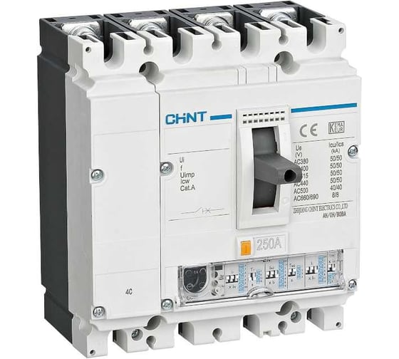 Изображение товара Автоматический выключатель CHINT NM8N-250H EN 4P 250А 100кА с электронным расцепителем, (R) 271360
