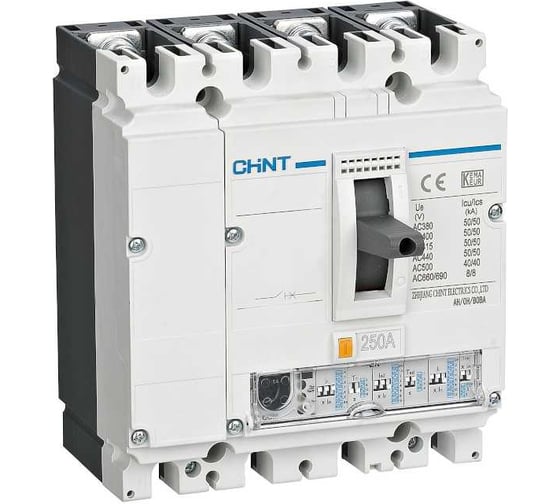 Изображение товара Автоматический выключатель CHINT NM8N-250H EM 4P 250А 100кА с электронным расцепителем, LCD (R) 271410