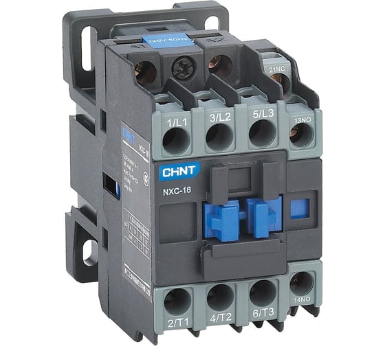 Изображение товара Контактор CHINT NXC-18 3P 18A AC48B (50Гц) 1НО+1НЗ (R) 836901