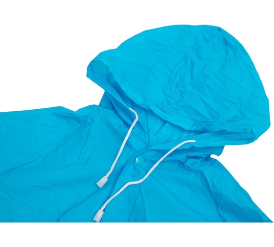 Изображение товара Детский дождевик с капюшоном Komfi, на 7-8 лет, голубой, ПВХ, на кнопках, 130мк, 121796