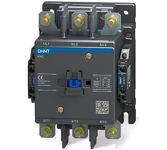 Изображение товара Контактор CHINT NXC-185 3P 185A AC220B (50/60Гц) 2НО+2НЗ (R) 925258