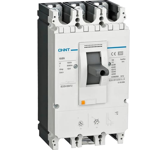 Изображение товара Автоматический выключатель CHINT NM8N-630H TM 3P 250А 100кА с рег. термомаг. расцепителем (R) 269278