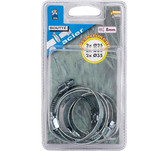 Изображение товара Набор стальных хомутов Boutte 25 мм - 2 шт., 30 мм - 2 шт., 35 мм - 2 шт. 0868001