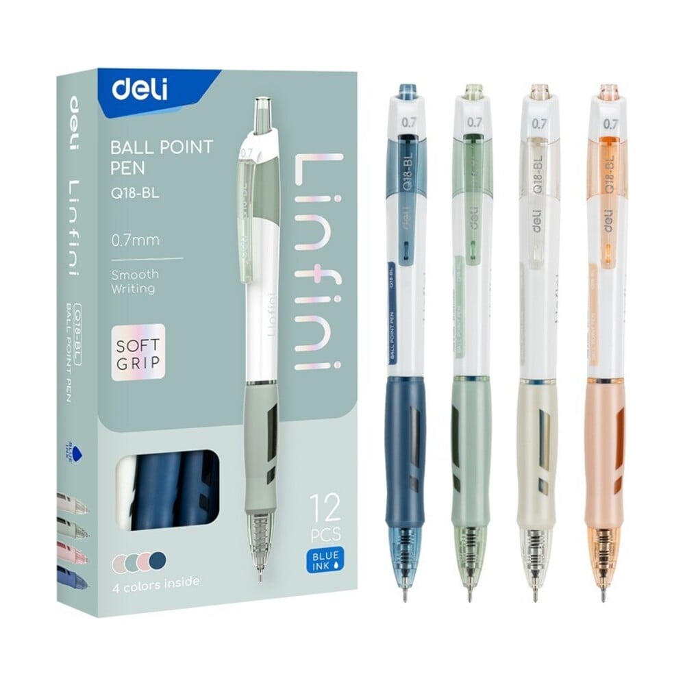 Изображение товара Шариковая ручка Deli Arris 0.7 мм набор 12 шт с резиновой манжеткой