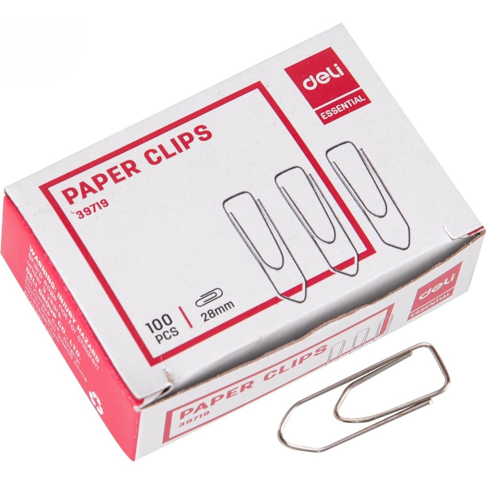 Изображение товара Скрепки DELI треугольные из металла 28 мм никелированные, 1000 шт.