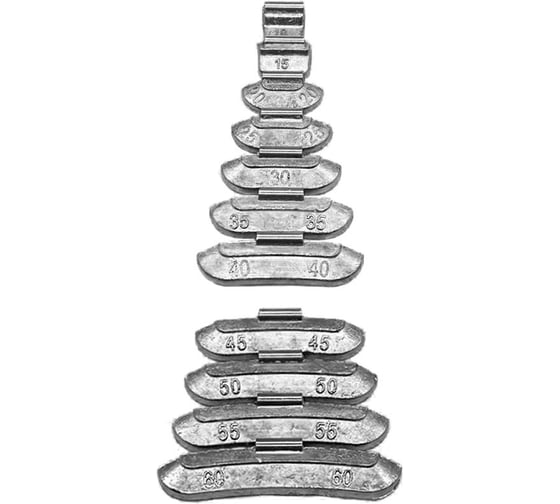 Изображение товара Грузы балансировочные набивные для стальных дисков AIRLINE набор 100шт (10,15,20,25,30,35,40,45,50,55,60г) ATRK219