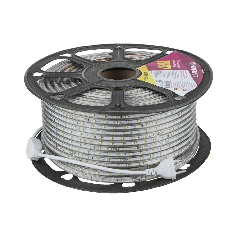 Изображение товара Лента светодиодная ОЛС 5 м IP67 теплый белый 220V SMD 2835