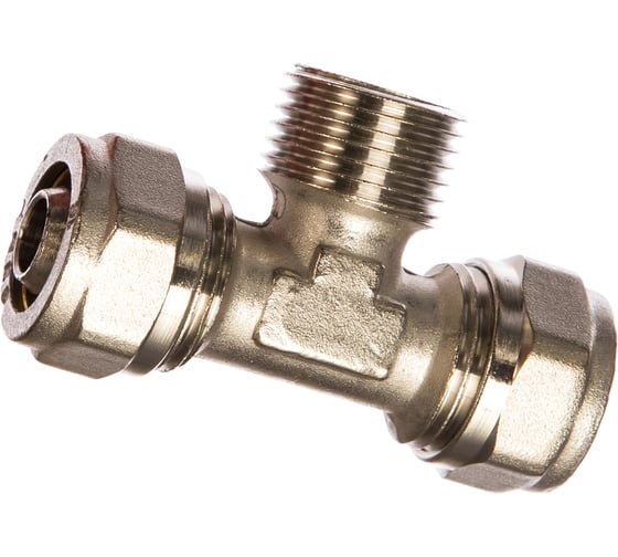 Изображение товара Тройник соединительный (16х16 мм; 2 мм; 1/2"; цанга-штуцер) для трубопровода Зубр 51404-16-1/2