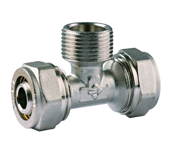 Изображение товара Тройник соединительный (20х20 мм; 3/4"; 2 мм; цанга-штуцер) для трубопровода Зубр 51404-20-3/4