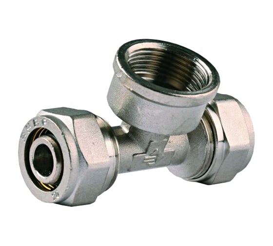 Изображение товара Тройник соединительный (20х20 мм; 3/4"; 2 мм; цанга-гайка) для трубопровода Зубр 51406-20-3/4