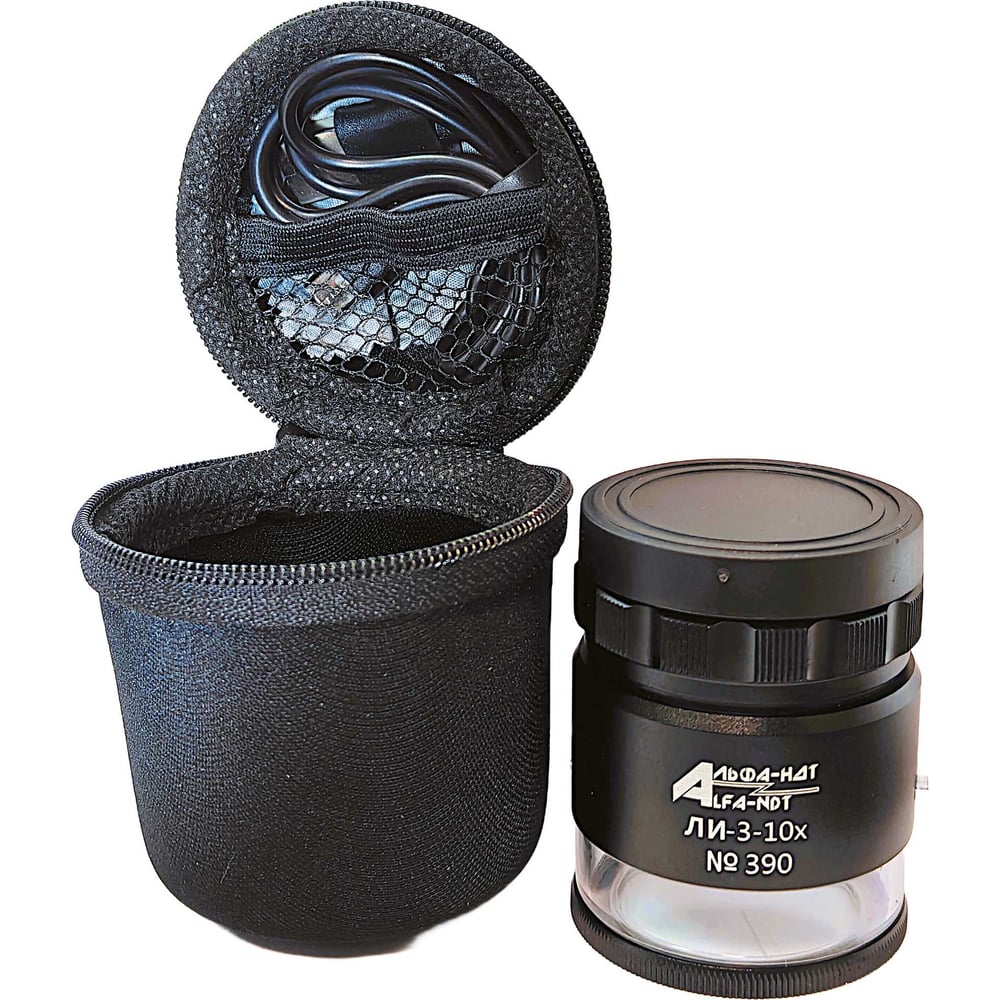 Изображение товара Лупа измерительная с подсветкой АЛЬФА-НДТ ЛИ-3-10x, ГРСИ 93112-24, с поверкой, конфигурация 2, УП-00004693