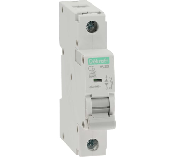 Изображение товара Автоматический выключатель Systeme Electric (АВ) ВА-203, 1 P, 6 A, хар-ка C, 15 кА 13454DEK