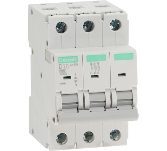 Изображение товара Автоматический выключатель Systeme Electric (АВ) ВА-203, 3 P, 10 A, хар-ка D, 15 кА 13533DEK