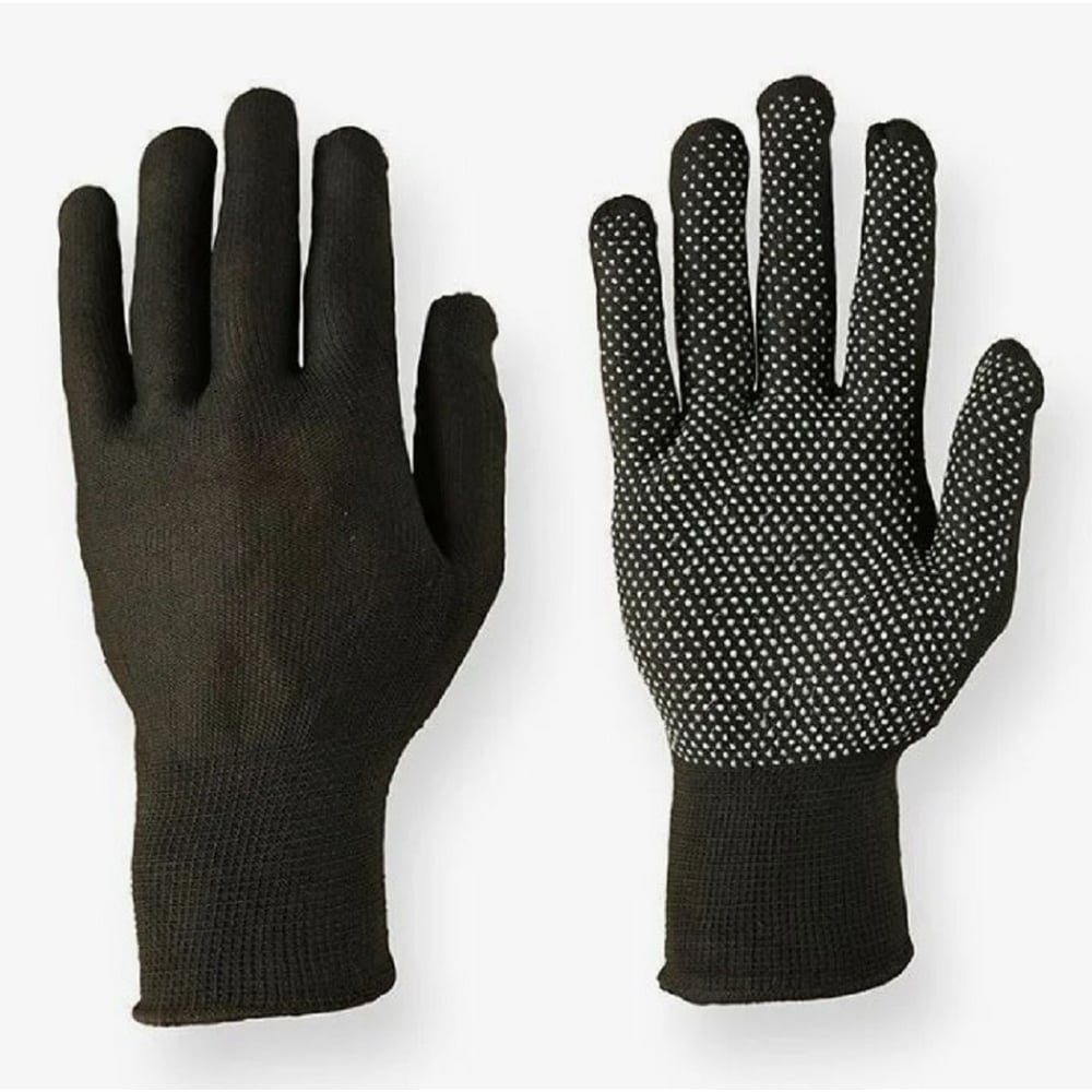 Изображение товара Перчатки нейлоновые РосМарка с ПВХ покрытием точка, черные, 1/600 (12 шт) Р4109