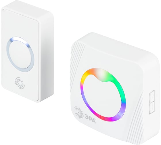 Изображение товара Звонок дверной ЭРА POLYCOLOR C100 беспроводной RGB подсветка белый 36 мелодий Б0069995
