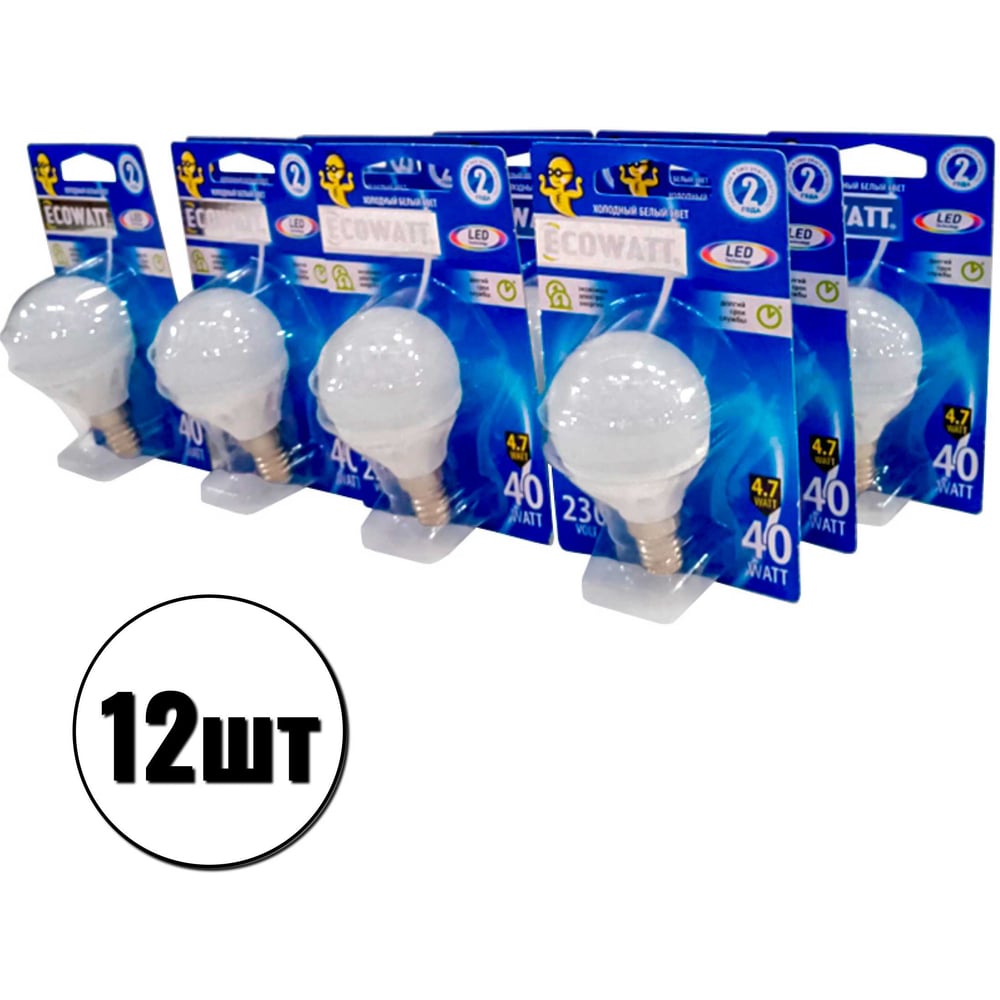 Изображение товара Светодиодный набор ECOWATT 12 шт E14 4000K для общего освещения