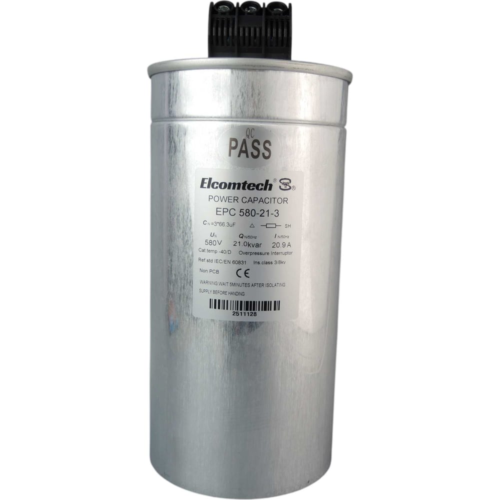Изображение товара Конденсатор косинусный ELCOMTECH EPC580-21-3 580V 21kVAr 3ph D116x240 УТ-00025912