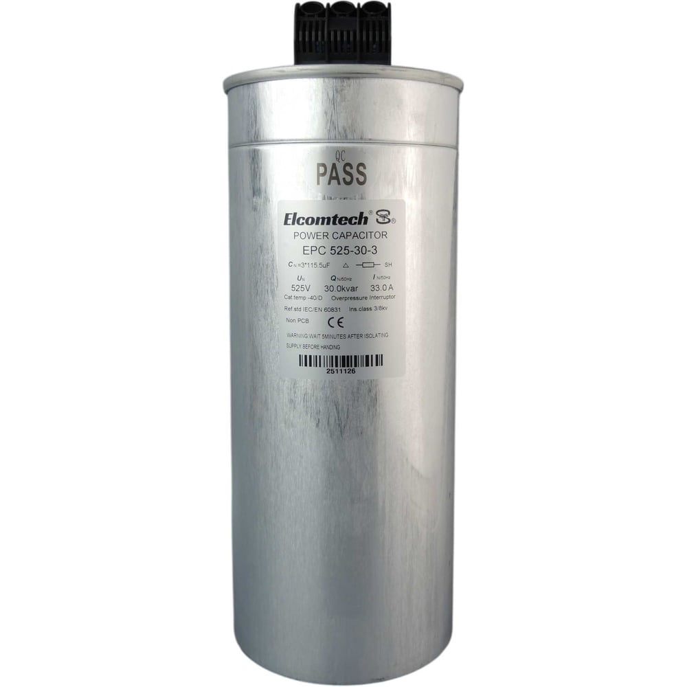 Изображение товара Конденсатор косинусный ELCOMTECH EPC525-30-3 525V 30кВАр для промышленности