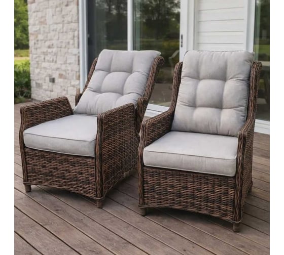 Изображение товара Комплект садовых кресел Royal Family LUIZA, искусственный ротанг, коричневый, 255-61-21