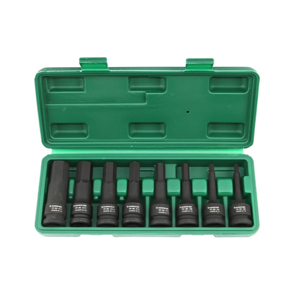 Изображение товара Набор ударных шестигранников GARWIN 1/2" HEX 8 пр. 5-19 мм, 78 мм 626600-8-12