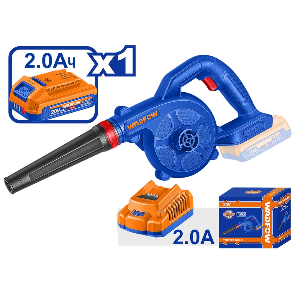 Изображение товара Воздуходувка аккумуляторная WADFOW 20В 2.7 м3/мин 4 WBLP5521