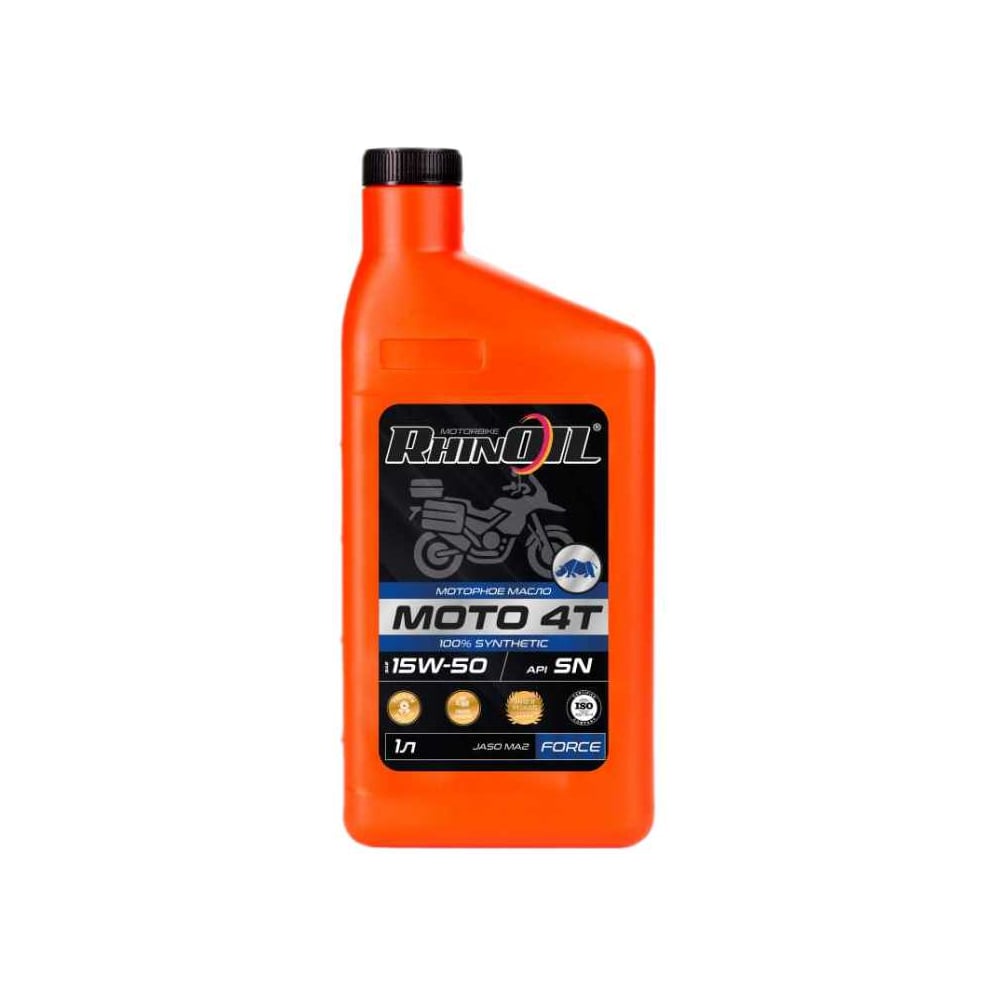 Изображение товара Масло моторное синтетическое RhinOil MOTO SAE 15w-50 API SN JASO MA2 1л 4607182663571