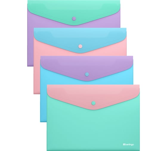 Изображение товара Папка-конверт на кнопке Berlingo Haze А4, 200мкм, софт-тач, с цветным клапаном, EFbA4925 EFb_A4925