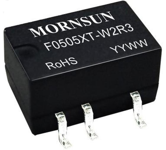 Изображение товара Блок питания на печатную плату MORNSUN F0505XT-W2R3, в корпусе SMD, DC/DC 1 Вт 5 В, изолированный, фиксированный вход, однополярный выход 3153443