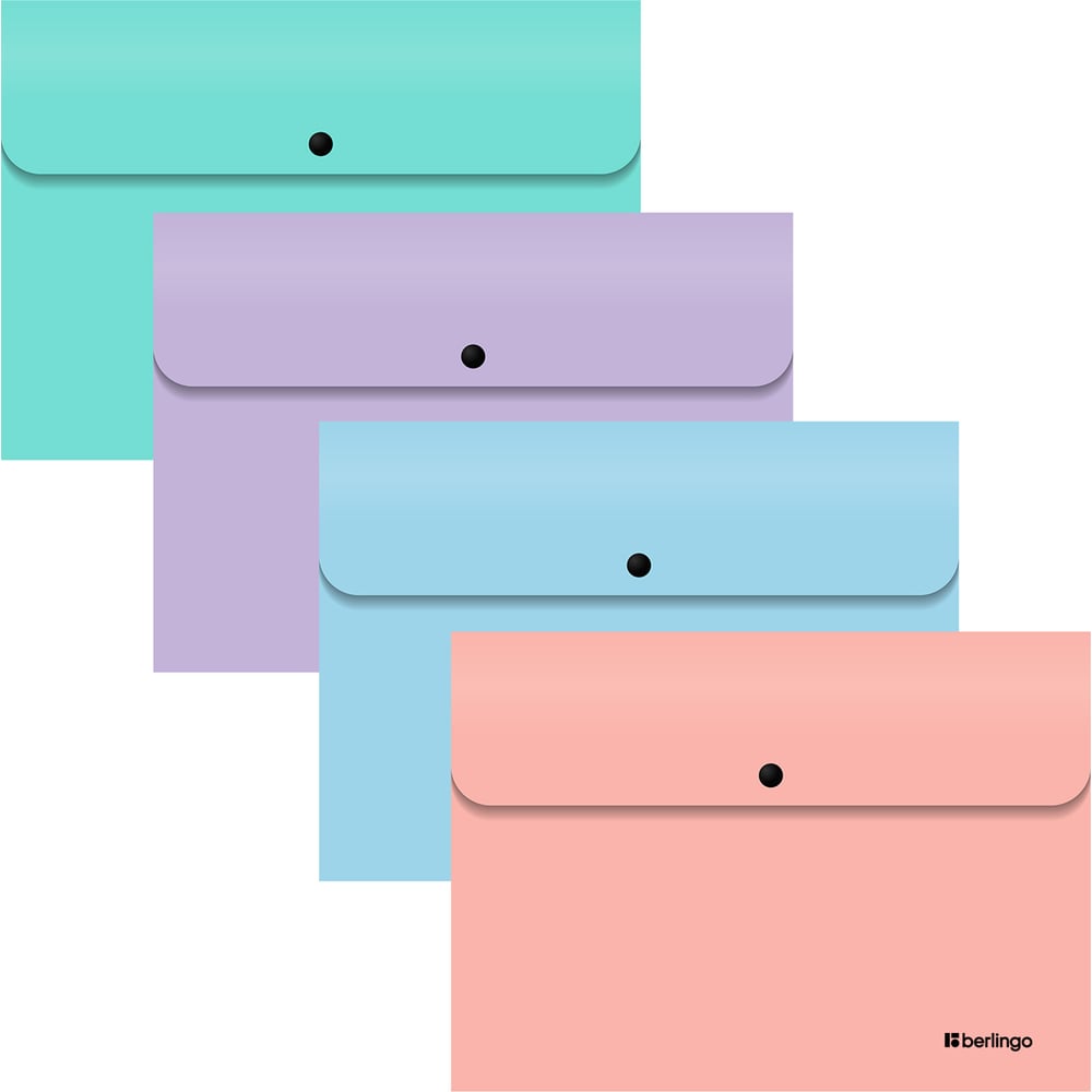 Изображение товара Папка-конверт на кнопке Berlingo Instinct А4, 330мкм, ассорти, EFb04512 EFb_04512