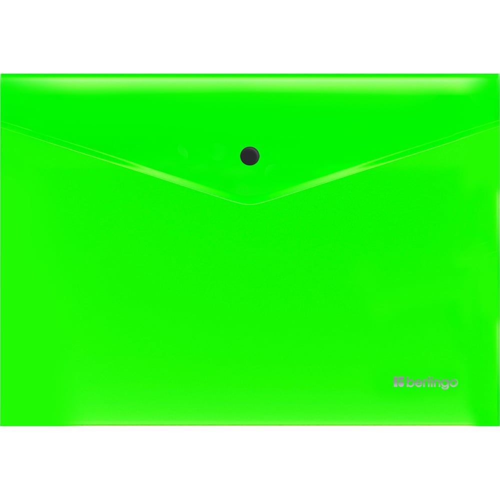 Изображение товара Папка-конверт Berlingo Neon А4 с кнопкой, прозрачная зеленая, 120 листов