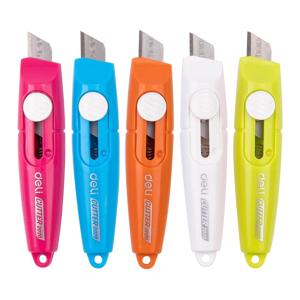 Изображение товара Нож канцелярский Deli Vivid Mini шир. лез. 9мм фиксатор сталь ассорти блистер ( 20шт) E2020