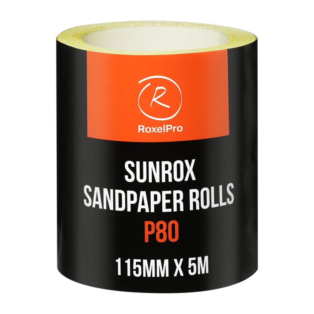 Изображение товара Шлифовальная бумага RoxelPro SUNROX в рулоне 115мм х 5м, золотистая, Р80 155606