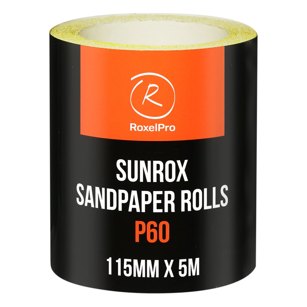 Изображение товара Шлифовальная бумага RoxelPro SUNROX в рулоне 115мм х 5м, золотистая, Р60 155605