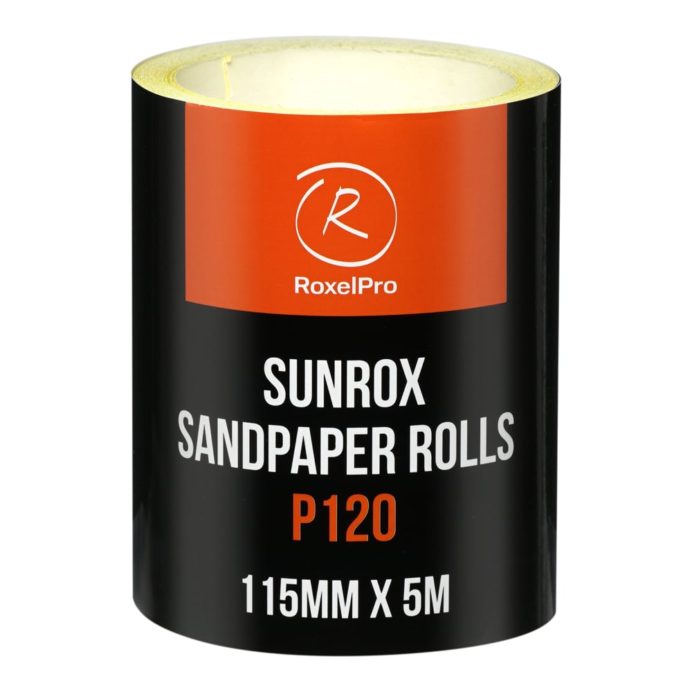 Изображение товара Шлифовальная бумага RoxelPro SUNROX в рулоне 115мм х 5м, золотистая, Р120 155608