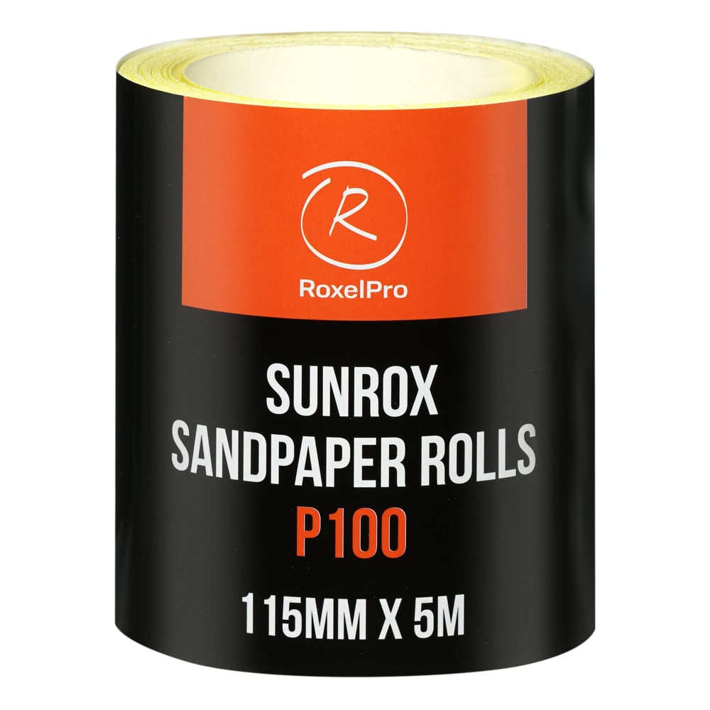Изображение товара Шлифовальная бумага RoxelPro SUNROX в рулоне 115мм х 5м, золотистая, Р100 155607