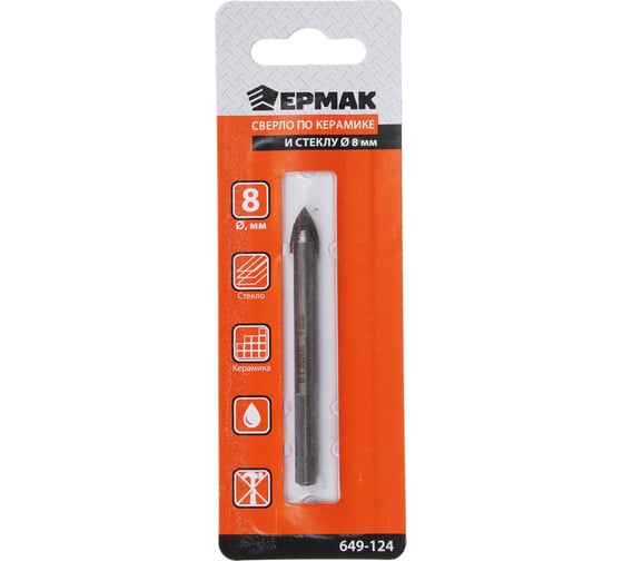 Изображение товара Сверло по керамике и стеклу 8 мм ЕРМАК 649-124