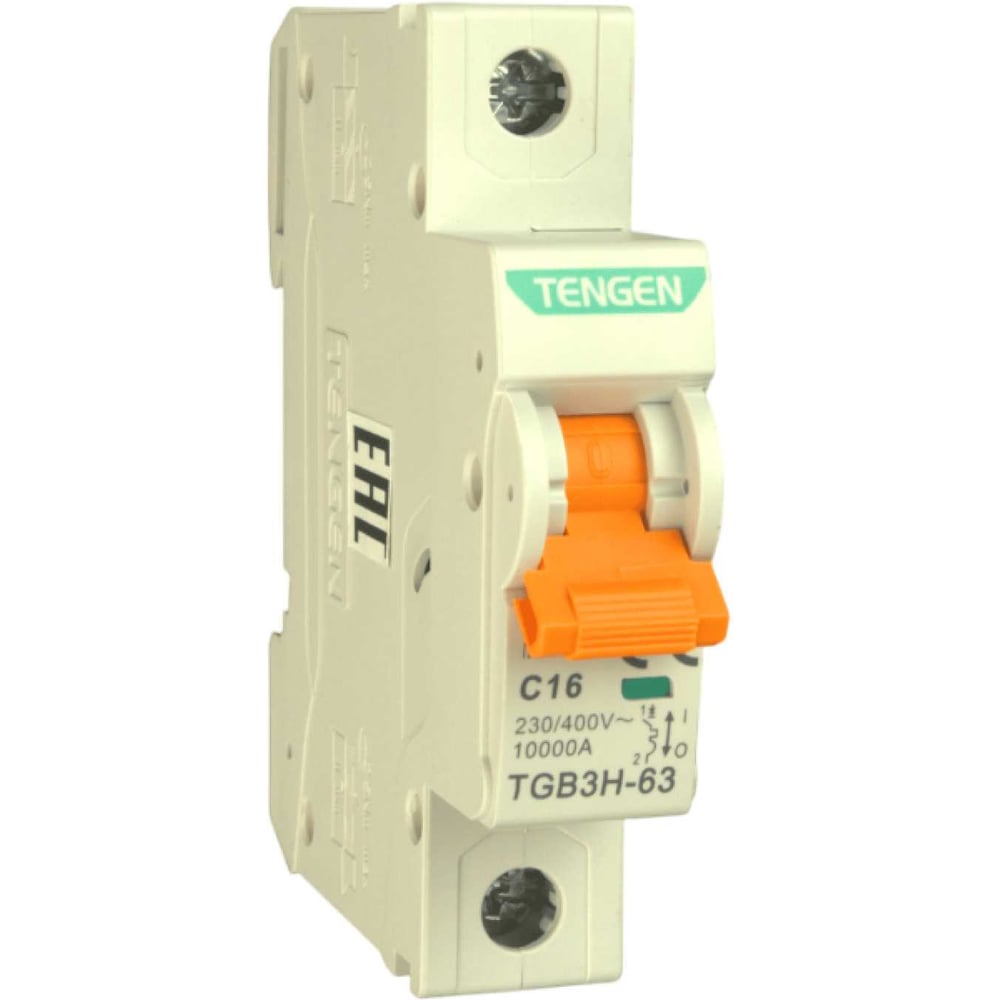 Изображение товара Автоматический выключатель миниатюрный TENGEN TGB3H-63-1PC16 Модульный выключатель 1P 16A C 10kA 1х модуль УТ-00027080