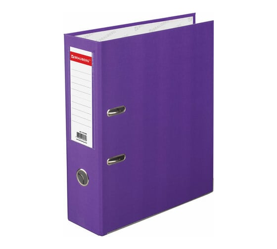 Изображение товара Папка-регистратор BRAUBERG с покрытием из ПВХ, 80 мм, с уголком, фиолетовая удвоенный срок службы 227200